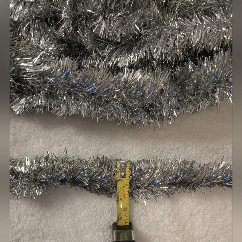 Vintage MCM Christmas Tinsel Garland Silver 2 Strands Over 26'